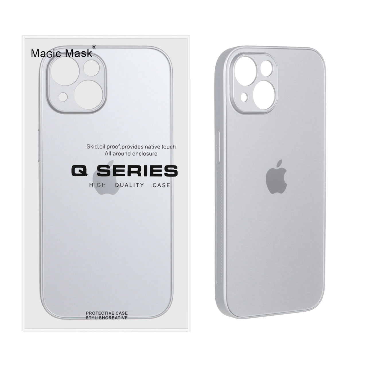 قاب اورجینال PVD ضدخش Magic Mask مدل Apple iPhone 15 - نقره ای (پک دار)
